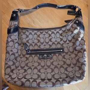 Coach Tan Signature Monogram Shoulder Bag Large-capacity VGUC